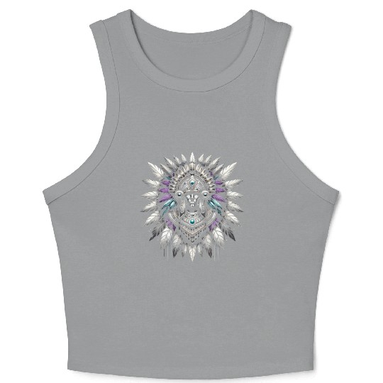 Aztec Warrior Mask with Tribal Art and Ancient Crop Tank Top