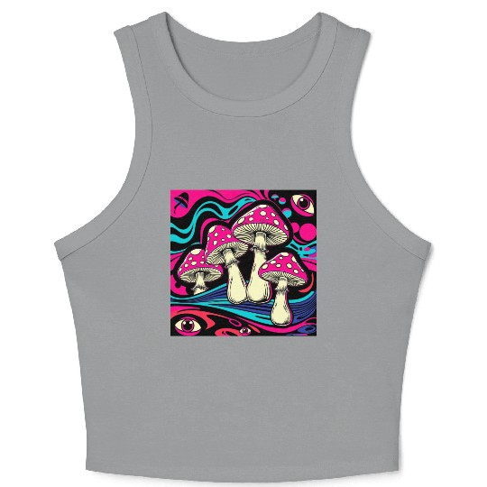 Psychedelic Shrooms: Neon Fungi Fantasy Crop Tank Top