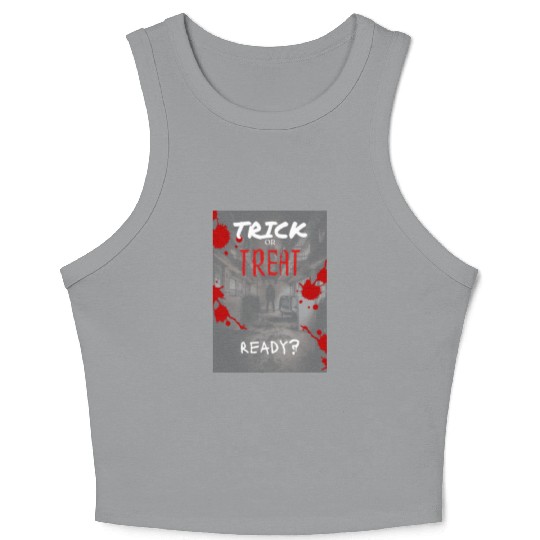 Trick or Treat Scary Guy in Train Graphic Crop Tank Top