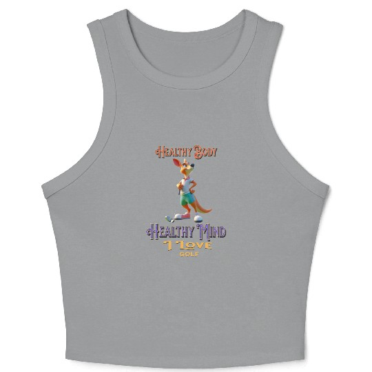 kangaroo playing golf Crop Tank Top