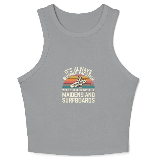 Maidens and Surfboards Vintage Summer Design Crop Tank Top