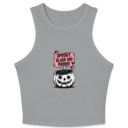 Spooky Black and Proud Crop Tank Top