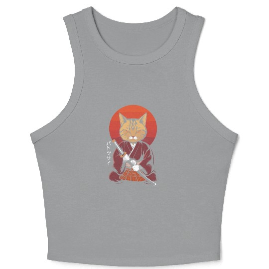 Neko Battousai Samurai Cat Classic Crop Tank Top