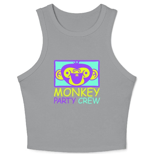 Monkey Chimpanzee Party Animals Crew Team Friends Crop Tank Top