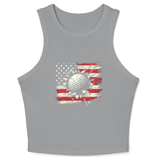 Golf American Flag US Patriotic for Golfer Golfing Crop Tank Top