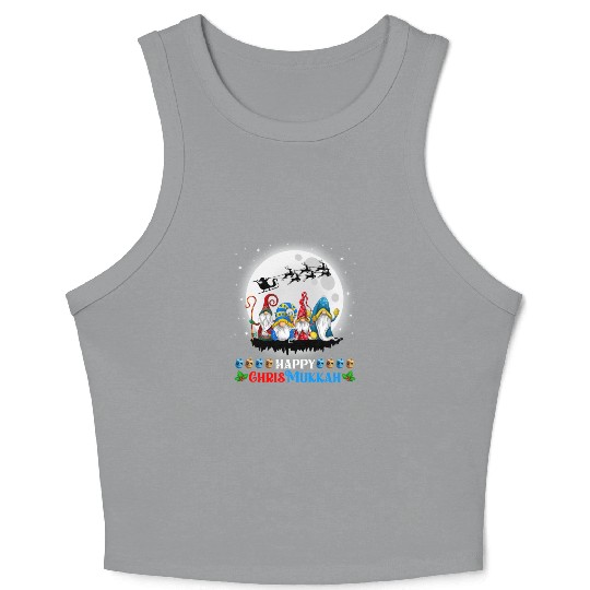 Happy Chrismukkah Gnomes Christmas Hanukkah Crop Tank Top