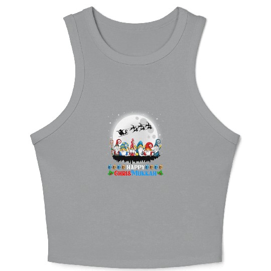 Happy Chrismukkah Gnomes Christmas Hanukkah Crop Tank Top