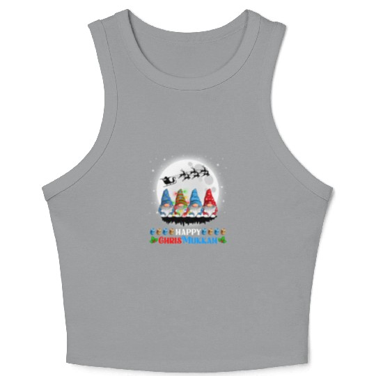 Happy Chrismukkah Gnomes Christmas Hanukkah Crop Tank Top
