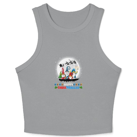 Happy Chrismukkah Gnomes Christmas Hanukkah Crop Tank Top