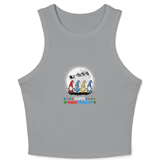 Happy Chrismukkah Gnomes Christmas Hanukkah Crop Tank Top