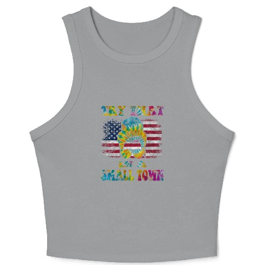 Try That In a Small Town US Flag Girl Crop Tank Top