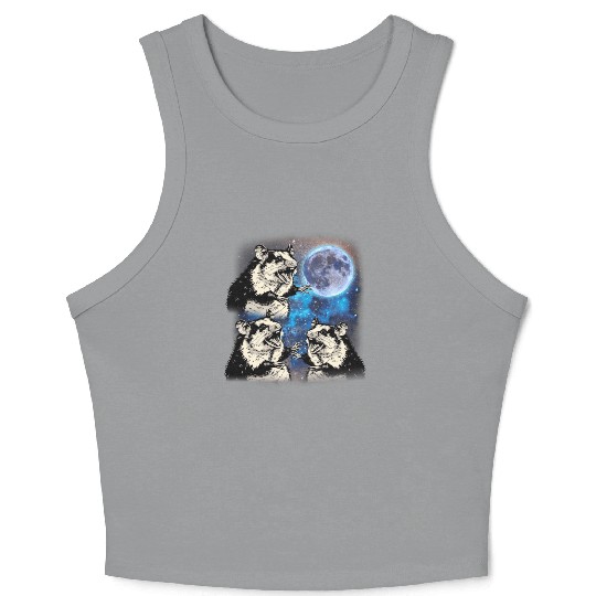 Three Possum Moon Cursed Meme 3 Howling Possum Crop Tank Top