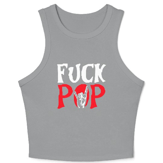 Fuck pop charts music heavy metal fun hand gesture Crop Tank Top