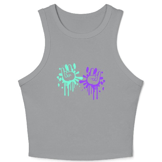 Two heavy metal graffiti horn fingers hand gesture Crop Tank Top