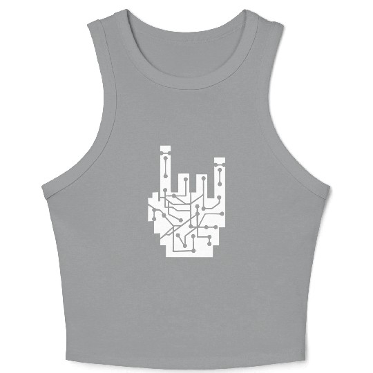 Heavy metal nerd electronic circuits hand gesture Crop Tank Top