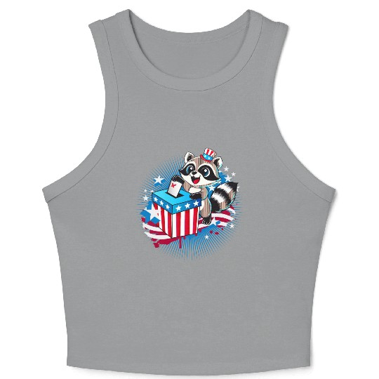 A raccoon casts his vote in the US election Crop Tank Top
