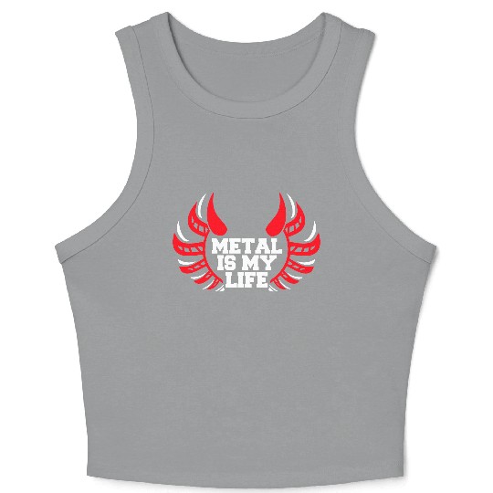 Heavy Metal Is My Life Hard Rock Music Text Quote Crop Tank Top