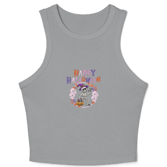 Happy Halloween Skeleton, Crop Tank Top