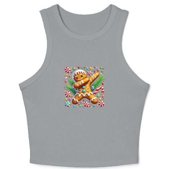 Dabbing Gingerbread Cookie Christmas Fun Crop Tank Top