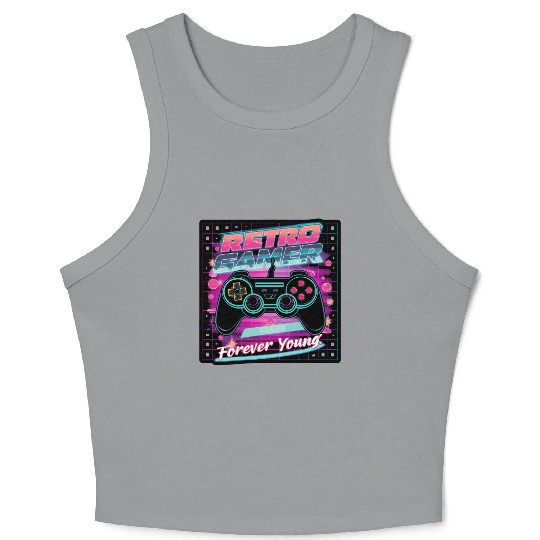 Retro Gamer Forever Young 01 sticker Crop Tank Top