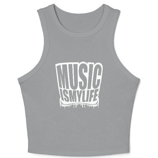 Music is my Life Love Saying Graffiti Spray Drops Crop Tank Top