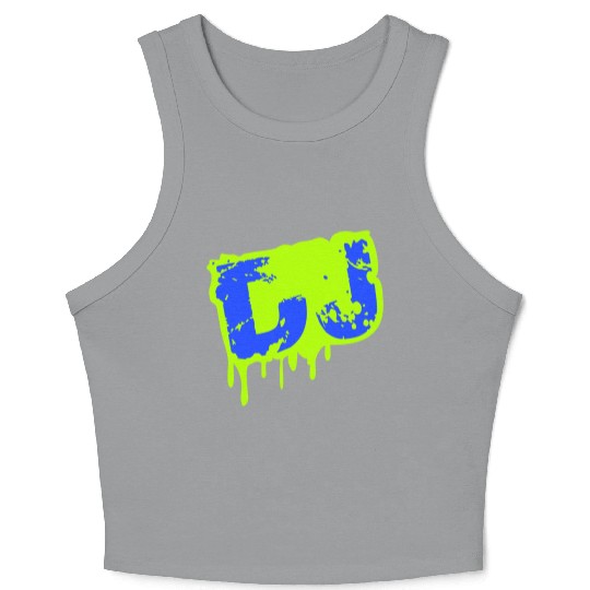 DJ Graffiti Spray Drops Music Party Text Lettering Crop Tank Top