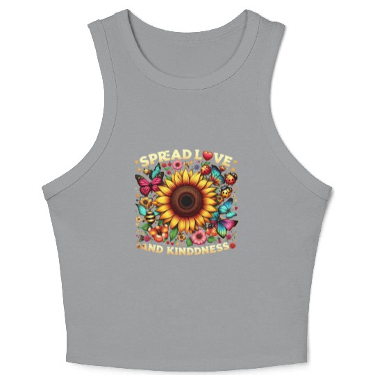 Spread Love & Kindness Sunflower Design Crop Tank Top
