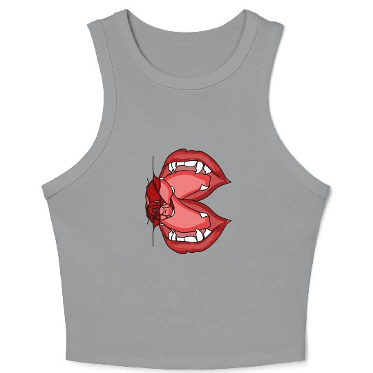 Fangs Unleashed A Vampire s Fierce Expression Crop Tank Top
