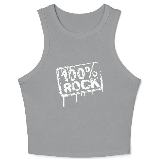 100 % Percent Rock Music Graffiti Drops Text Stamp Crop Tank Top