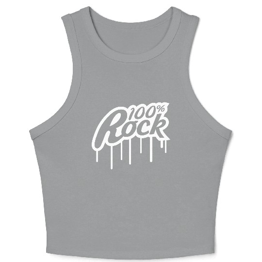 100 % Percent Rock Music Graffiti Drops Text Stamp Crop Tank Top