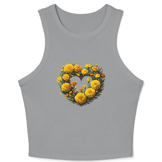 Marigold Flowers Crop Tank Top
