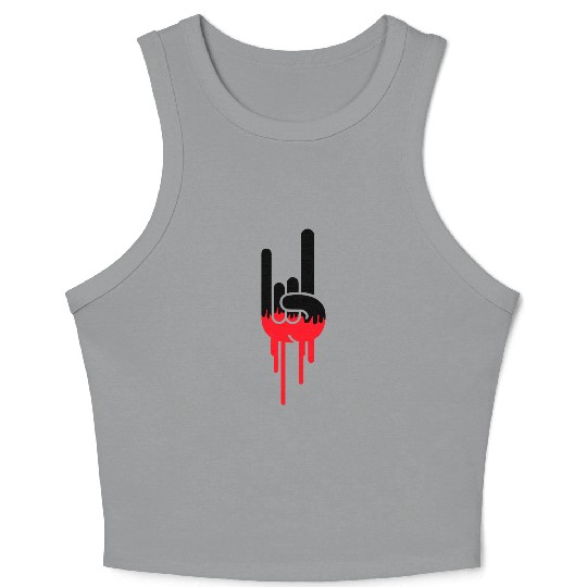 Heavy Metal Graffiti Drop Spray Horns Hand Gesture Crop Tank Top
