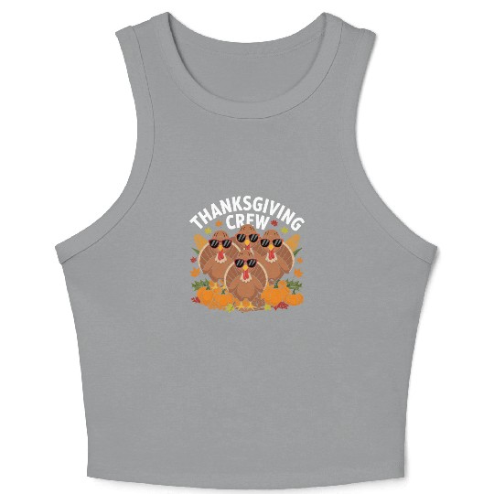 Thanksgiving Crew Turkey Sunglasses Fun Crop Tank Top