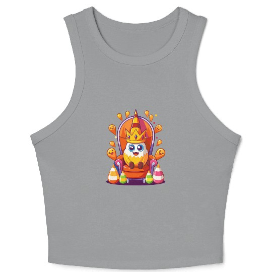 Candy Corn King - Adorable Halloween Royalty Crop Tank Top