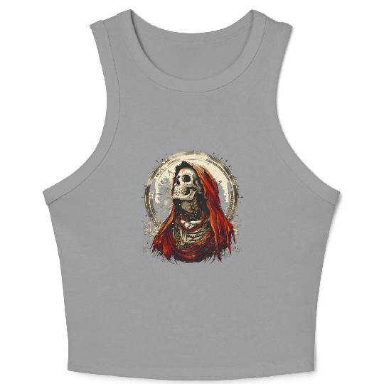 Santa Muerte Saint Death Mexican Sugar Skull Crop Tank Top