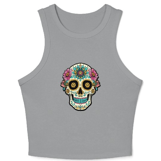 Day of the Dead Sugar Skull, Flippin Sweet Gear Crop Tank Top