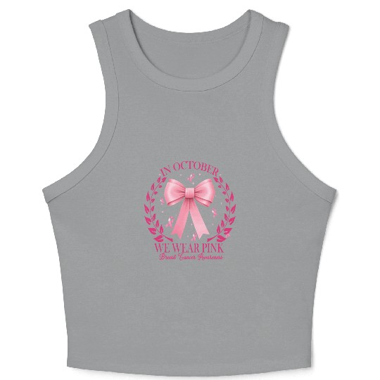 In October We Wear Pink Pink Coquette Bow Crop Tank Top