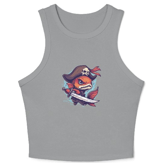 Captain Goldfish the Fish Pirate Crop Tank Top
