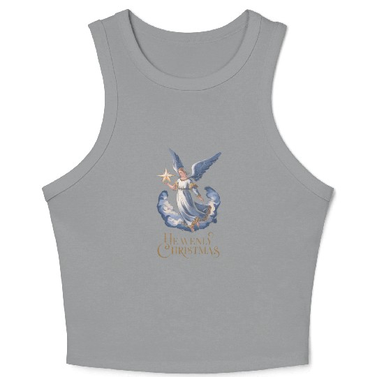 Heavenly Christmas Angel with Star Holiday Art Crop Tank Top