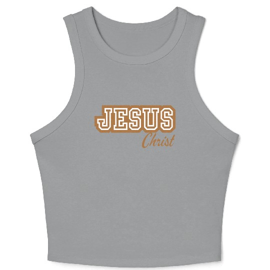 Letterman Tan Jesus Crop Tank Top