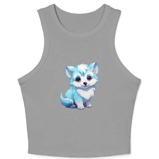 Kawaii Arctic Fox Cute Japanese Anime Aesthetic Crop Tank Top