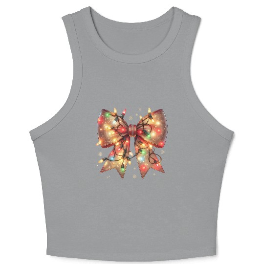 Christmas Light Coquette Bow Crop Tank Top