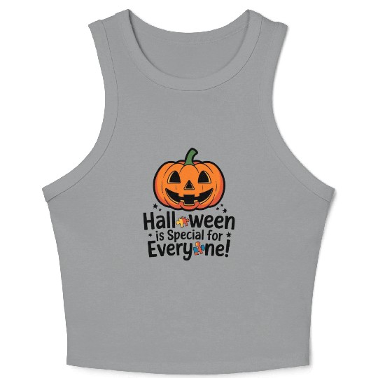 Festive Jack-O'-Lantern Halloween Design Crop Tank Top