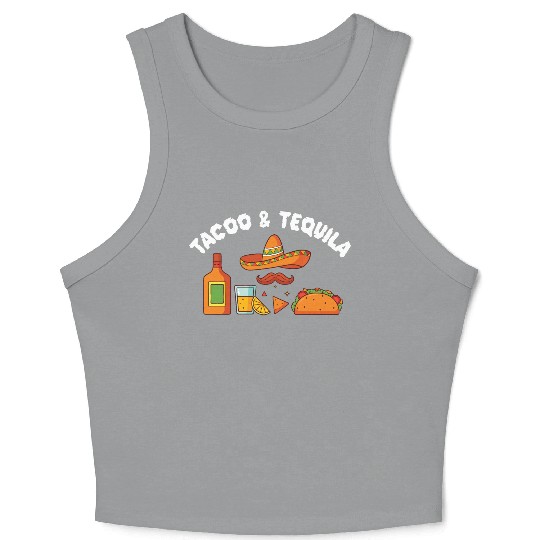 Tacos & Tequila Funny Taco Lover Saying Slogan Crop Tank Top