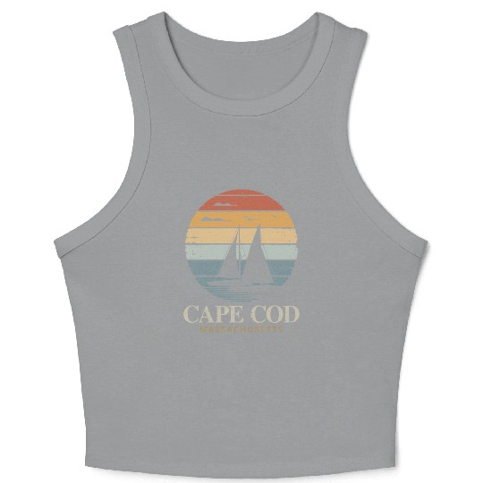 Cape Cod Vintage SunsetMassachusetts Sailing Crop Tank Top