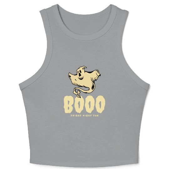 BOOO Fright Night Fun Ghost Halloween Crop Tank Top