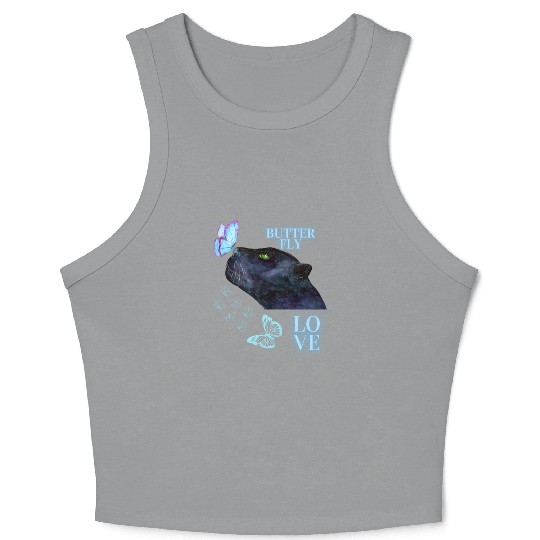 black panther lover butterfly Crop Tank Top