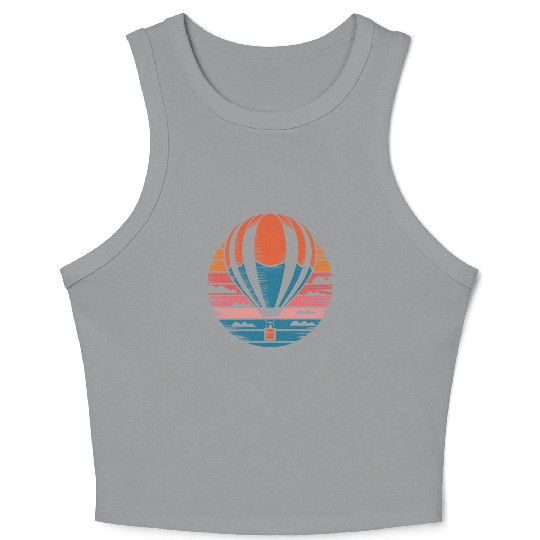 Colorful Hot Air Balloon Over Sunset Clouds Crop Tank Top