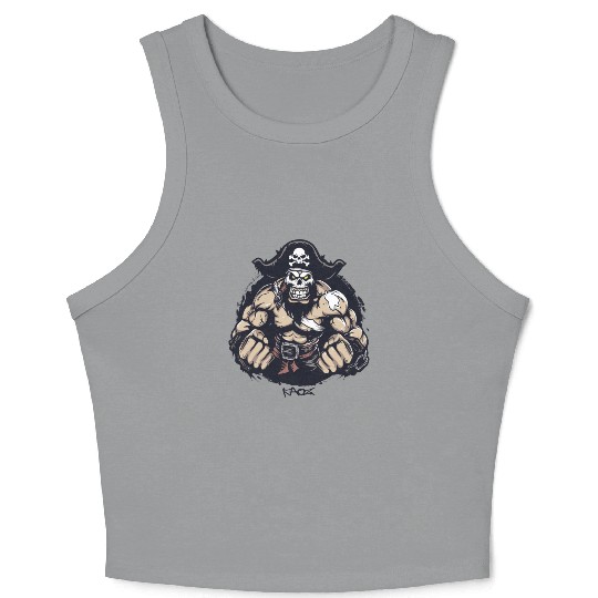 Strong Muscle Wrestler Pirate Crop Tank Top