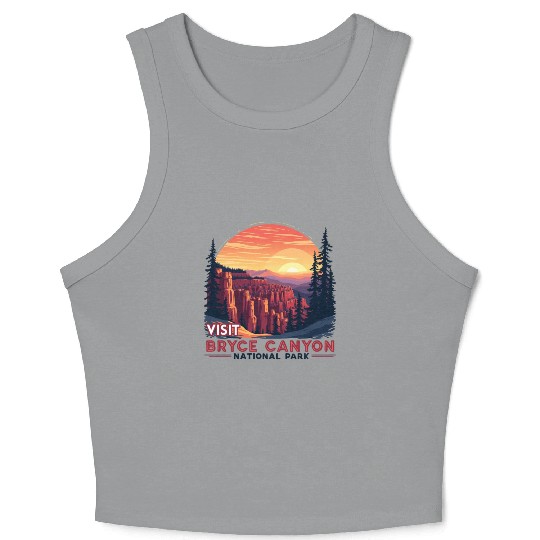 Bryce Canyon National Park Retro Illustraion V 01 Crop Tank Top